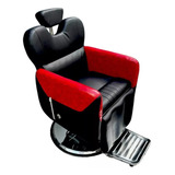 Sillón Barbero Milán C/base Hidráulico Negro Y Rojo