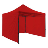 Toldo Plegable Pared Azul 3x3 + Pared Laterales Toldo Color Rojo