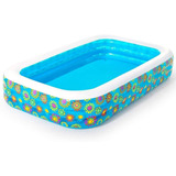 Alberca Inflable Familiar Piscina Diseño Flores 54121 1161l Color Azul