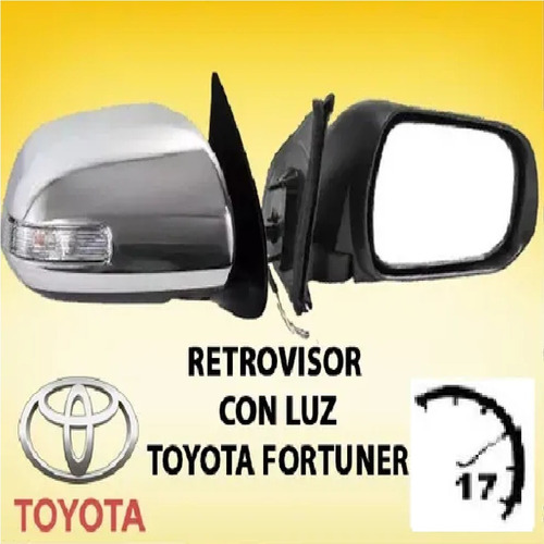 Retrovisor Cromado Con Luz De Toyota Fortuner 2012 Al 2017 Foto 3
