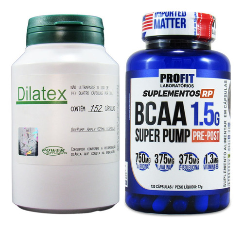 Vasodilatador Dilatex 152 Cápsulas +  Bcaa 100 Cápsulas 