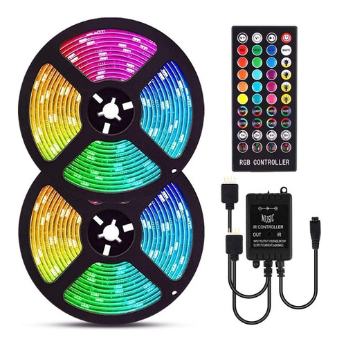 Tira Led Rgb 5050 Rítmica Musica Sonido Decoración Luces