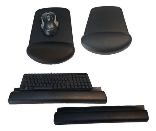 Kit 2 Mousepad + 2 Apoio Punhos Teclado Ergonômico Macio