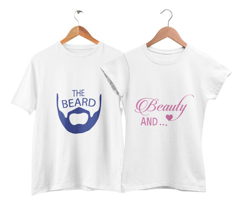 Playeras Pareja Dúo Novios Regalo Esposos Barba Y Bella