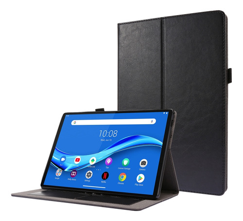 Funda Negra De Piel Sintética Plegable Para Lenovo Tab M10 1