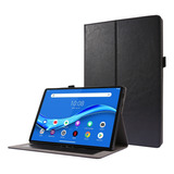 Funda Negra De Piel Sintética Plegable Para Lenovo Tab M10 1