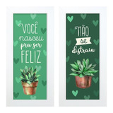 Dupla De Quadros Decorativo Ser Feliz Frases 28x23