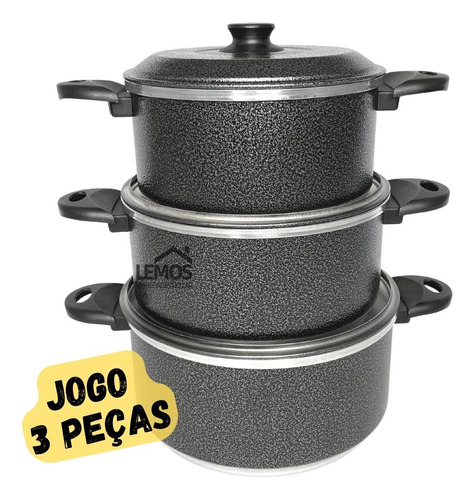 Jogo De Panela 3 Peças Com Tampa N20 22 24 Em Aluminio Top