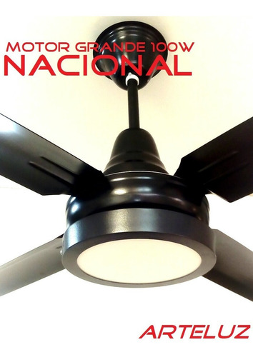 Ventilador Negro Pala De Chapa + Plafon Led Cuot