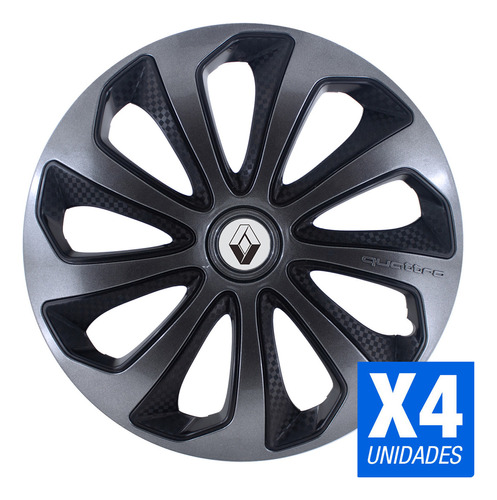 Juego 4 Tazas Rodado 15 Universal Deportiva Gris Vison Logo