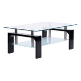 Mesa De Centro De Mdf Y Vidrio 110x60x45cm Color 57083 - Negro