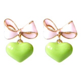 Navachi 18k Chapado En Oro Arco Corazón Caramelo Rosa Verde 