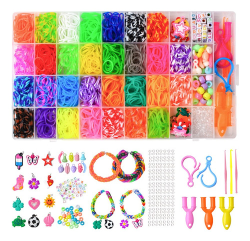 Kit Para Hacer Pulseras De Elástico 30 Colores 1800+ Uds