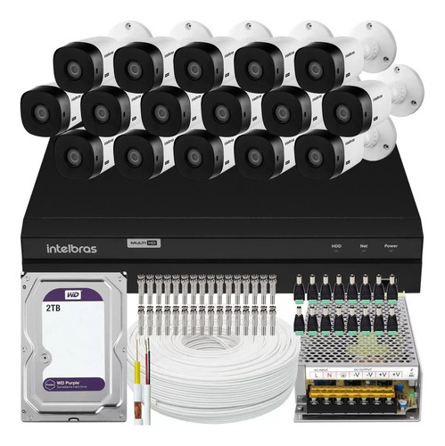 Kit Câmeras De Segurança Residencial Dvr Intelbras 16 Camera