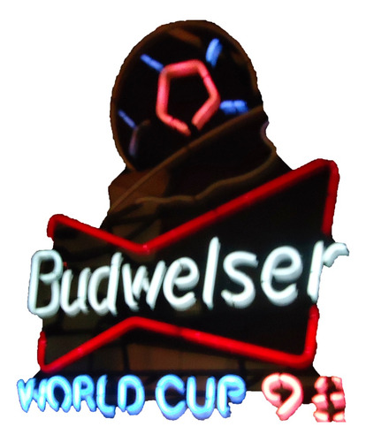 Cartel Neon Budwiser World Cup 1998 Raro Luminoso Antiguo