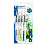 4 Pincel Aquarela Com Reservatório Water Brush Set Staedtler