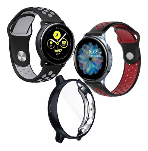 Combo 2 Correas Tranpirables + Case Para Galaxy Watch Active