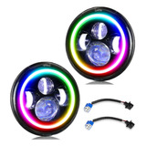 2* Rgb 7'' Faro Led Redondo Ojo Ángel Wrangler Jeep Vocho Jk