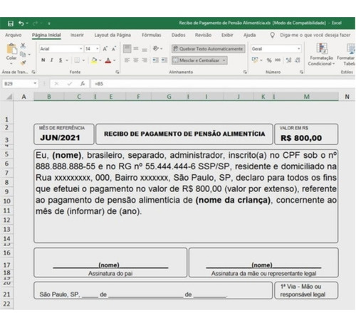  Recibo De Pensão Alimentícia - Promoção Com Frete Grátis