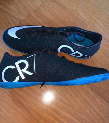 Chuteira Nike Cristiano Ronaldo Cr7 Preta Com Sola Azul 44