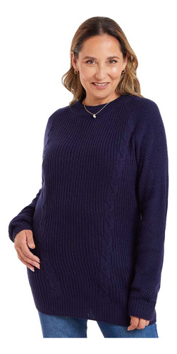 Sweater Mujer Calado Azul Oscuro Fashion's Park