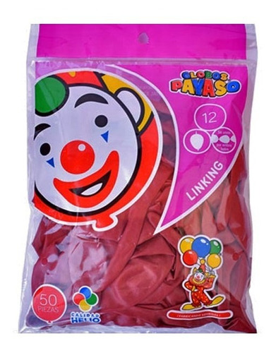 Globo Latex Decorator Linking N° 12 Payaso C/50 Piezas Color Rojo Cereza