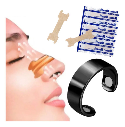 Kit Anti Ronquido Anillo Magnetico Respiracion + Tiras Nasal