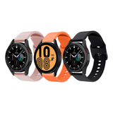 3 Pulseiras De Silicone Para Galaxy Watch4 Watch 4 Active2 Cor Preto / Laranja / Rosa