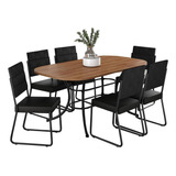 Conjunto Sala De Jantar Com Mesa E 6 Cadeiras Fenix Carraro