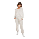 Pijama Lupo Feminino De Inverno Plush Longo Com Bolso