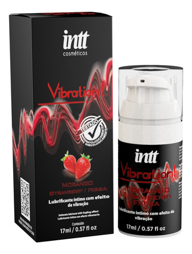 Lubrificante Vibration Morango Gel Vibrador Liquido 17g Intt