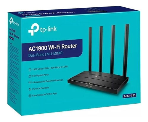 Access Point, Roteador Tp-link Archer C80 V1 Preto 220v