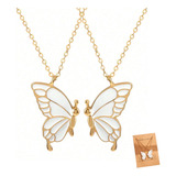 2 Pzs Collar Pareja Mariposa Amor Eterno Regalo Oro