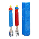 Set Cubiertos Niño Tipo Lego Cuchara Y Tenedor