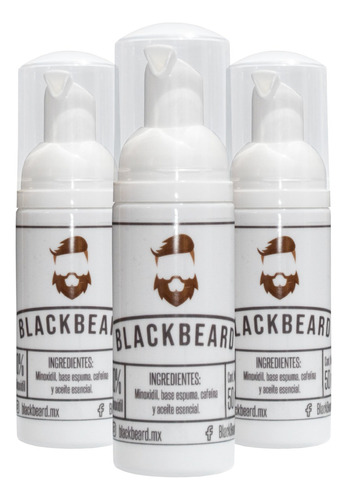 Minoxidil Al 10% Espuma Blackbeard Con Cafeína 3x2 (3piezas)