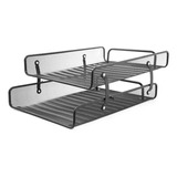 Bandeja Metalica Doble 2 Piso Para Escritorio Negro 35x13x25