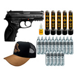 Pistola Esferas Aço 6mm Wingun + Boné Country + Kit Recarga