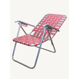 Sillon Reposera Alta Aluminio 5 Posic Trenzado Playa Jardin