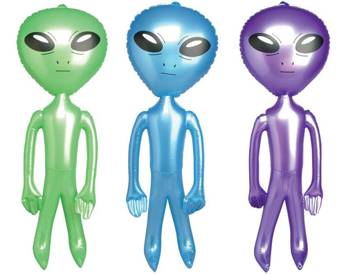 Alien Inflable De 36 Pulgadas (1 Docena), Colores Surtidos