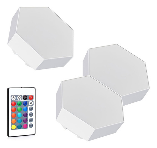 Lampara De Pared Hexagonal Rgb Sensor Tactil/control Remoto