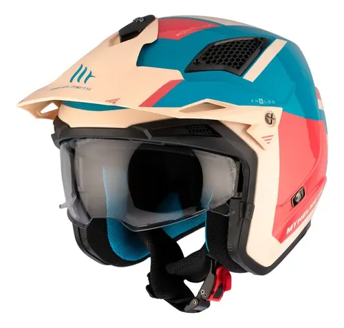 Casco Moto Abierto Mt District Analog D7 Rojo Brillo | Envío gratis