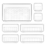 Manalete Drawer Organizers Set Of 7, 4 Sizes Clear Plastic D