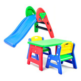 Mesa Infantil C/2 Sillas + Tobogan Junior Rodacross Combo