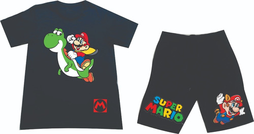 Conjuntos Pantaloneta+camiseta Mario Bross Niños Adultos