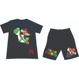 Conjuntos Pantaloneta+camiseta Mario Bross Niños Adultos
