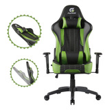 Cadeira Gamer Verde E Preta Ergonômica Com Rodinhas Original