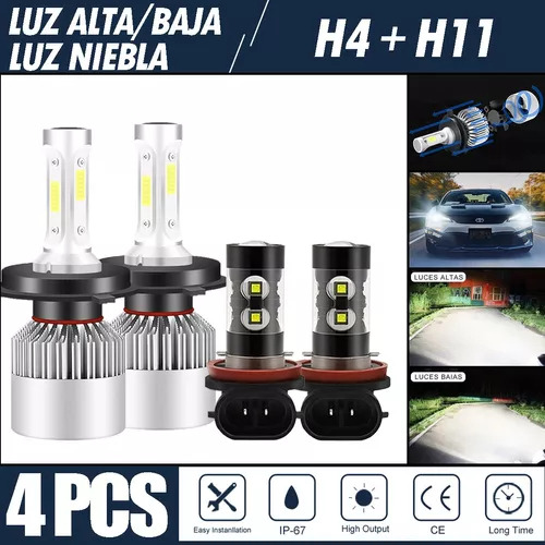 Kit De Focos Led De 8000 Lm De Altura, Baja Intensidad Y Ant