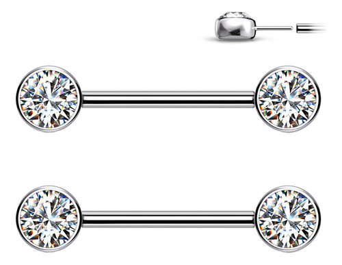 Par De Piercings De Mamilo Ponto De Luz Em Titânio Push Pin