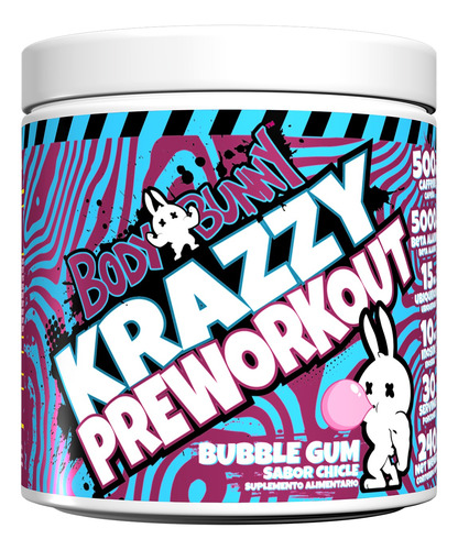 Body Bunny Krazzy Preworkout Bubble Gum 240g 30sv
