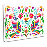 Cuadro Lienzo Canvas 45x60cm Aves Arte Otomi Flores Colores